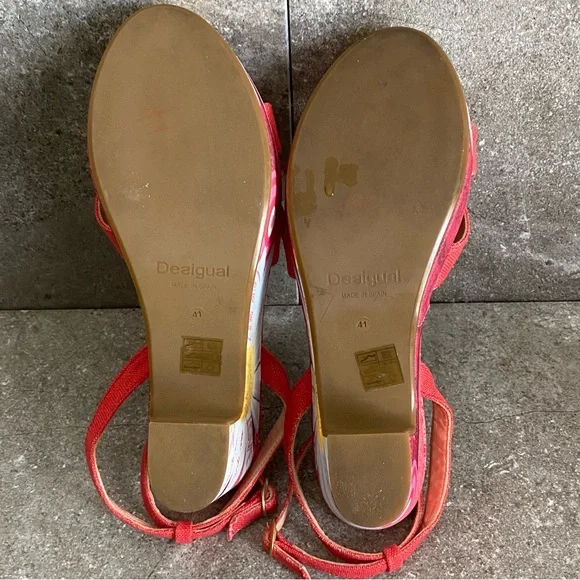 Desigual Red and Multicolor Platform Sandals - Picture 8 of 11